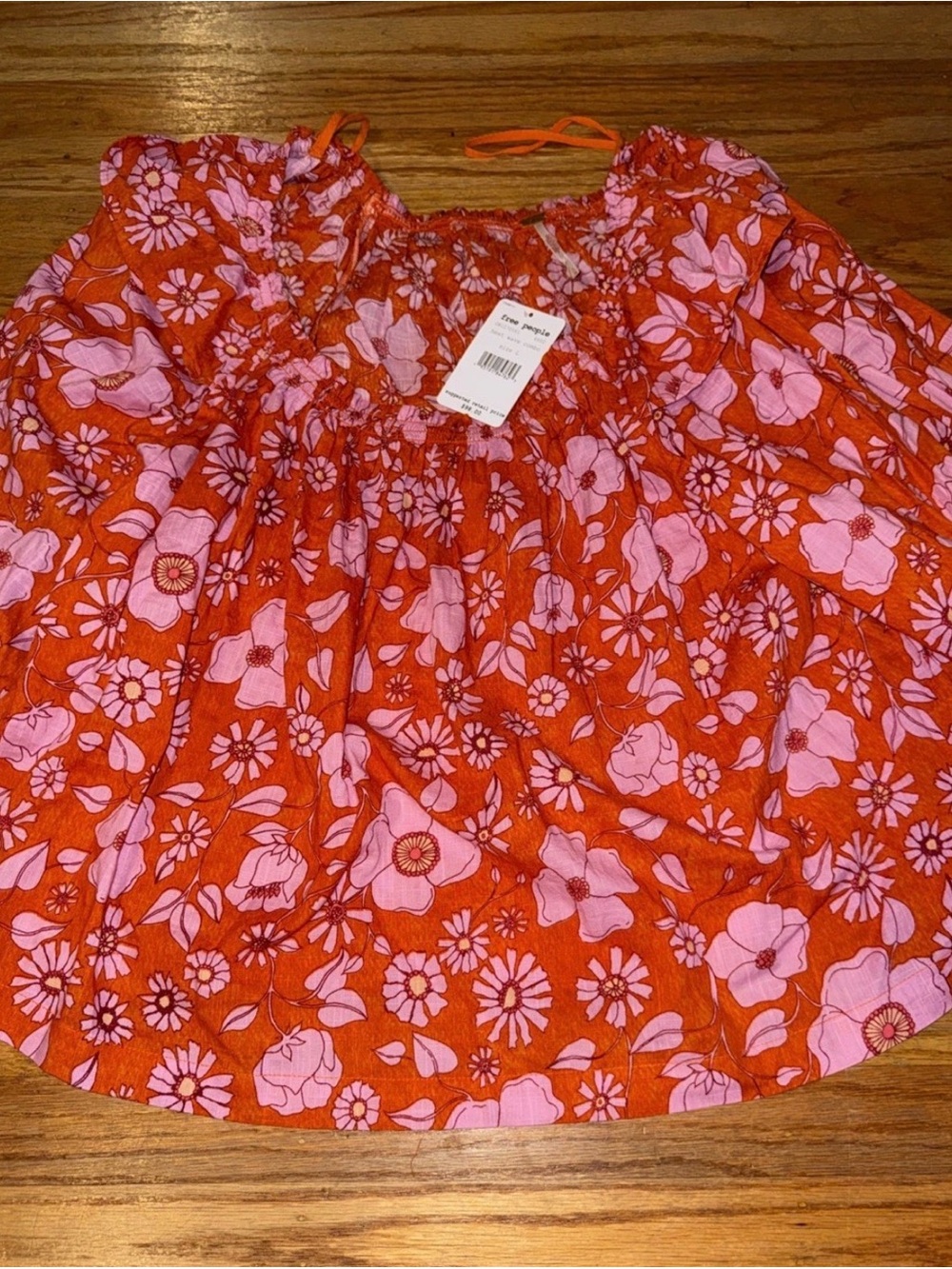 Free People Girls' Pink Floral Blouse on Orange